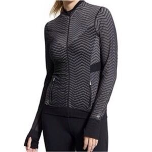 Athleta Sz L Chevron Outdoor Full Zip Lightweight Base Layer Andes Hybrid Jacket
